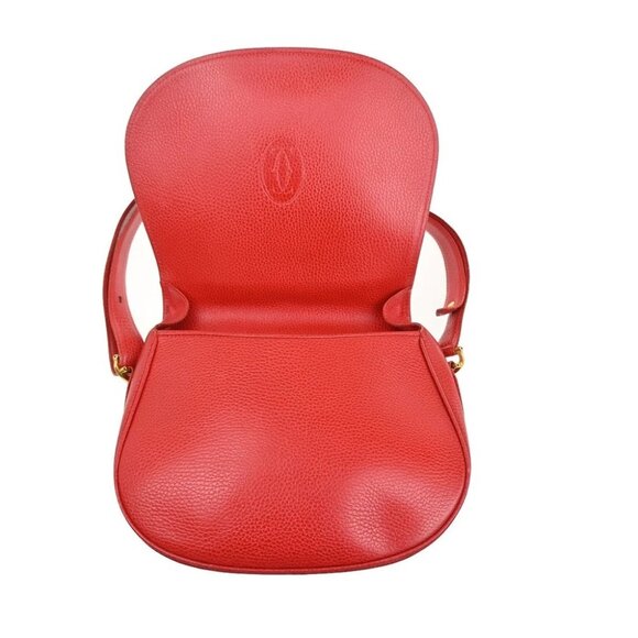 CARTIER Must Line Shoulder Bag Calf Bordeaux Flap Women Cartier Must Line Flap Shoulder Crossbody Bag Leather Red GHW Italy